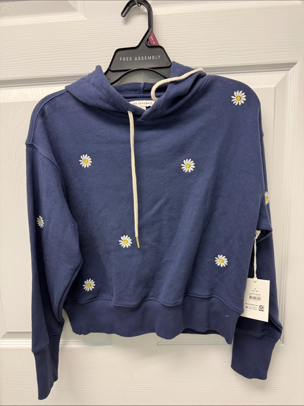 Navy Daisy Embroidered Hoodie